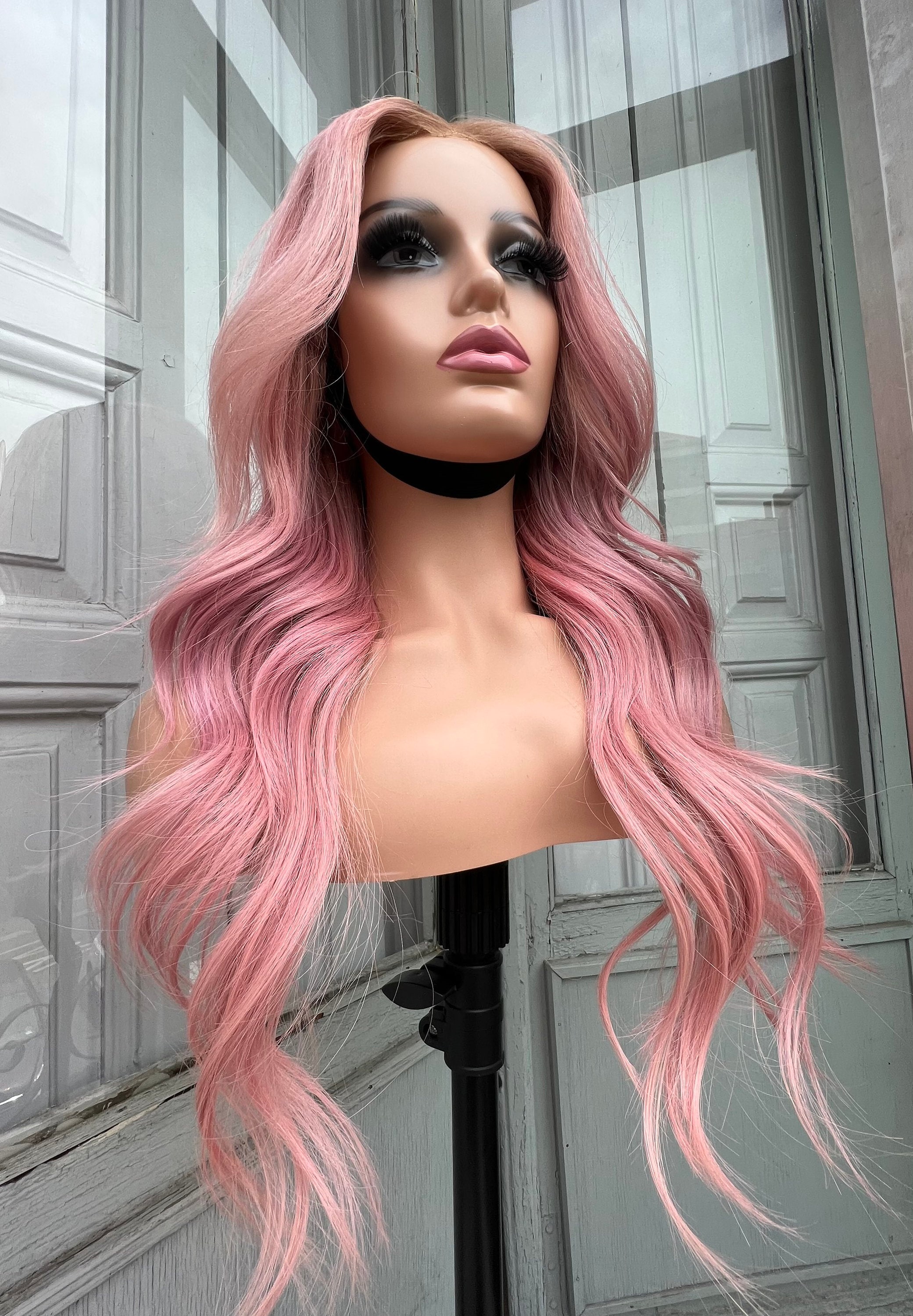 Pastel pink human hair wig deals