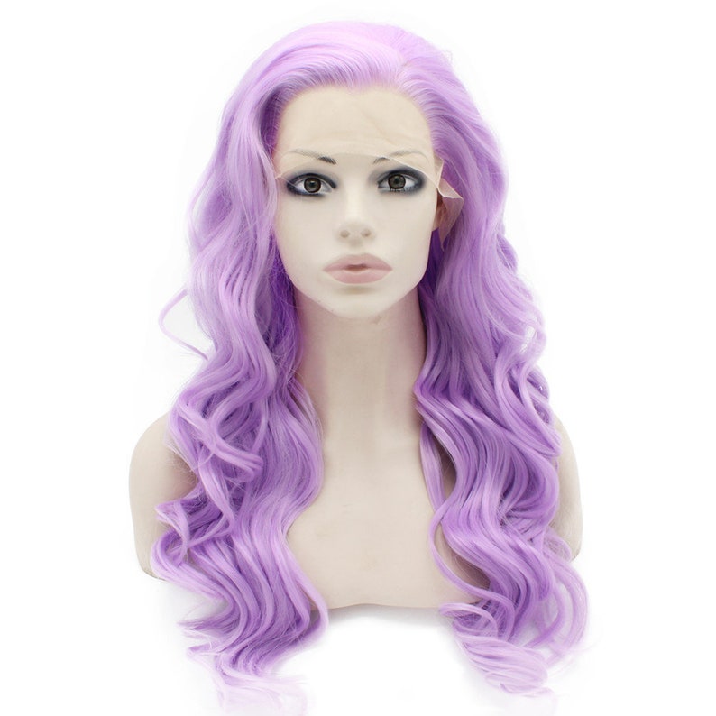 Pastel Purple Wavy Curly Synthetic Lace Front Wig Etsy