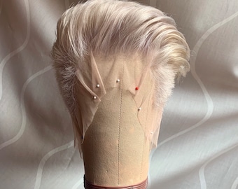 Shaved Boy Cut Silver Blonde Human Hair Wig