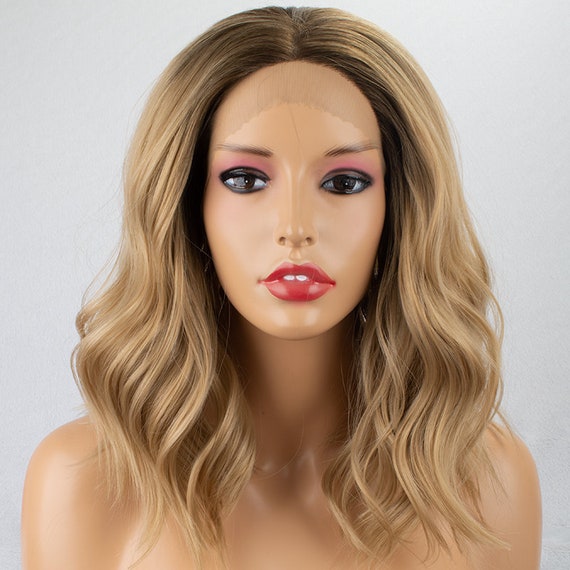 Natural Honey Ombre Blonde Highlights Synthetic Lace Front Wig Etsy