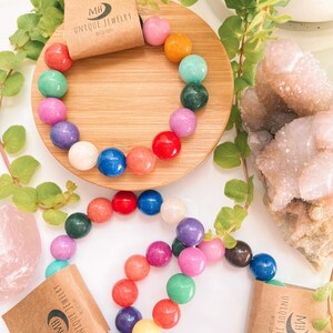 Rainbow Bead Bracelet | Rainbow Glass bracelet | 12MM Chunky Bracelet | Boho Gift for Her | Happy Fashion Jewelry | Colorful Bead Jewelry