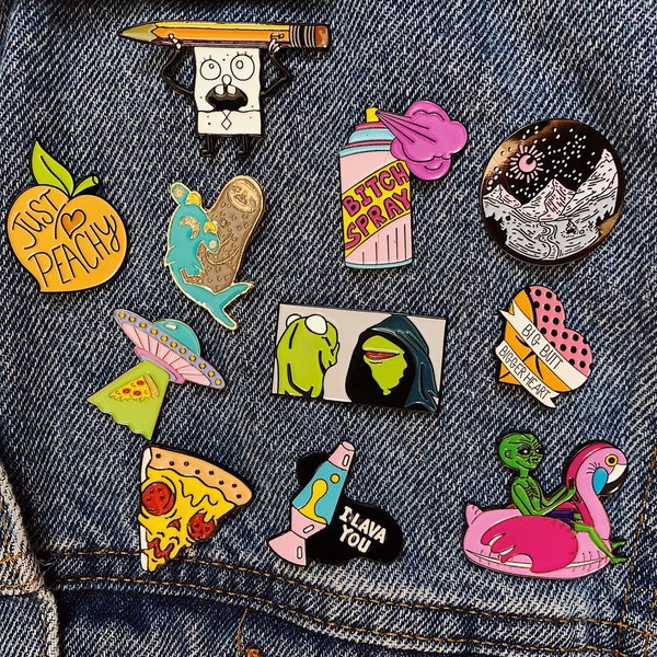 Boho Enamel Pins | Cute Pins | Funny Pins | Animal Enamel Pin | Decorative Pins | Pins for Backpacks | Pins for Jeans | Kermit Pin | Pins