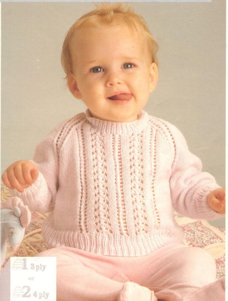 20/" DK Knitting Pattern Vintage Smocked Baby Dress /& Coat 18/"