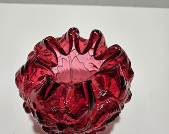 Fenton Cranberry Glass Rose Bowl