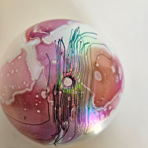 Vtg Iridescent Glass Oil Lamp