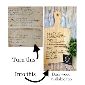 Recipe cutting board, handwritten recipe cutting board, cutting board with recipe, thoughtful gift, unique gift, Christmas gift