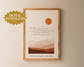 Never Again / ACOSF Sarah J Maas Art Print / ACOTAR / Book Quote / Bookish Quote / Digital Download