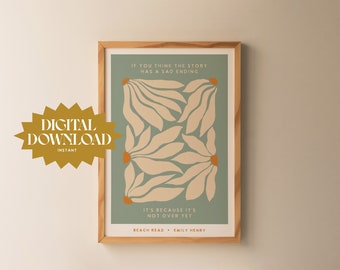 Beach Read Quote Art Print / Emily Henry Book Art / It&#39;s Not Over Quote / Bookish Design / Book Art / Digital Download