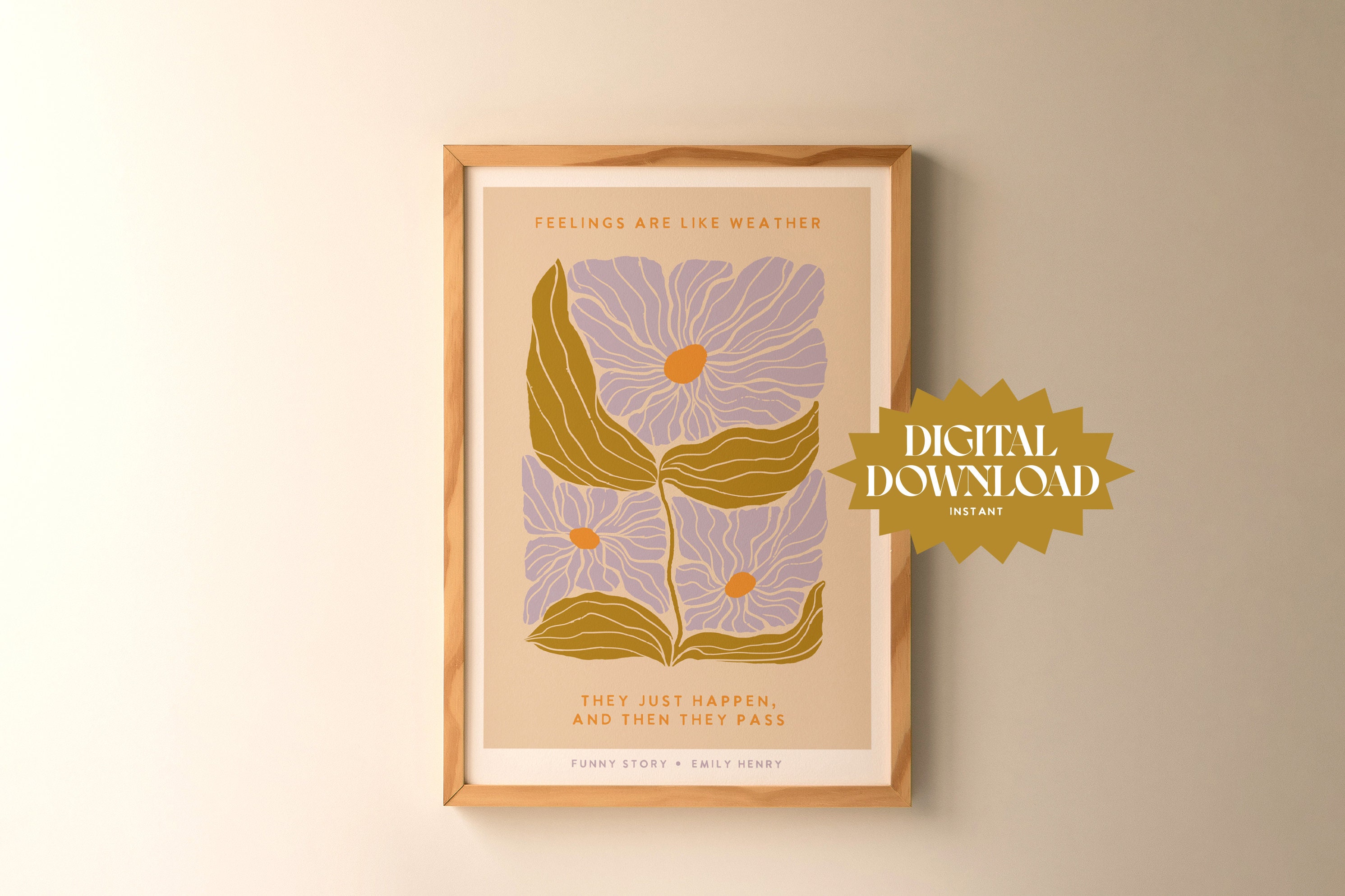 Funny Story Quote Art Print / Emily Henry Book Art / Bookish Design / Book Art / Digital Download