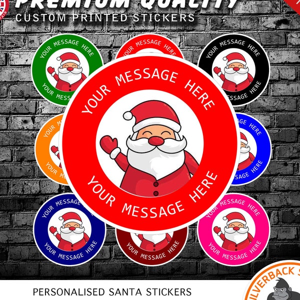 Stickers de Noël personnalisés. personnalisez avec votre propre texte | Autocollants de Noël | Stickers cadeaux de Noël personnalisés.