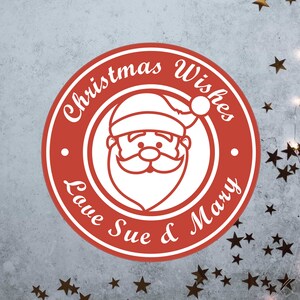 Christmas Wishes Santa Stickers | Red Santa Christmas stickers | personalised Christmas stickers | Christmas gift stickers