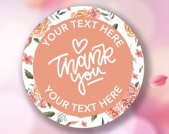 Personalised flower border thank you stickers | Party Stickers | Baby Shower Stickers | Wedding Stickers