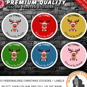 20 gepersonaliseerde kerststickers | Geleverd door Rudolph Kerststickers | Gepersonaliseerde kerststickers.