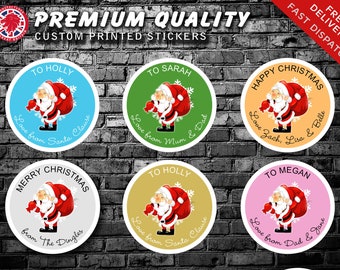 20 pegatinas navideñas personalizadas, pegatinas de Papá Noel, pegatinas de regalo, etiquetas de regalo, pegatinas navideñas con 6 opciones de colores