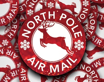 Pegatinas de correo aéreo del Polo Norte: los regalos de Navidad parecen venir directamente del Polo Norte. Bonitas pegatinas de vinilo para regalo de Navidad.