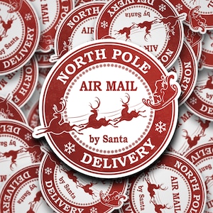 North Pole delivery air mail by Santa Christmas stickers - post, packaging and gift stickers