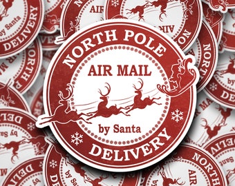 Envío aéreo al Polo Norte por parte de Papá Noel Pegatinas navideñas: pegatinas para correo, embalaje y regalos