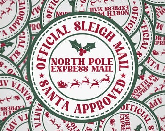 Adesivi natalizi ufficiali approvati da Babbo Natale, posta espressa del Polo Nord, adesivi natalizi per regali di Natale