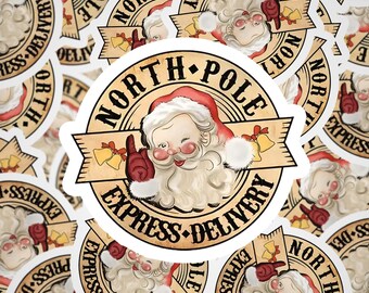 Adesivi vintage per consegne espresse al Polo Nord - Decorazione per regali di Natale - Adesivi per posta e imballaggio