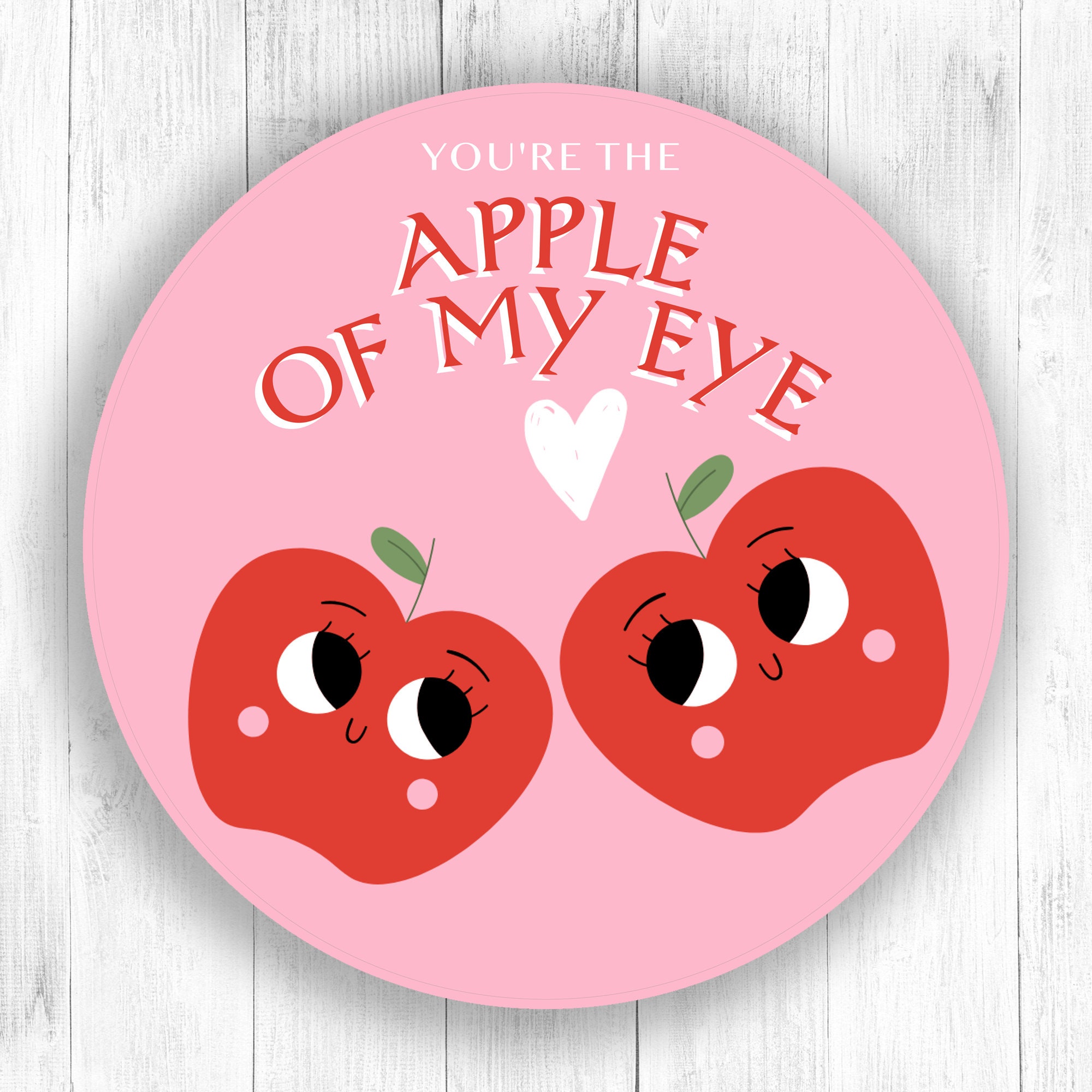 Apple Valentines Day Stickers Valentine Favor Stickers Sheet of 12 or 24 Apple of my Eye Personalized Stickers 