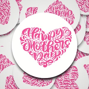 20 corações de dia das mães, adesivos de feliz dia das mães, adesivos de dia das mães, etiquetas de presente de domingo de mãe, adesivos de múmia, mãe