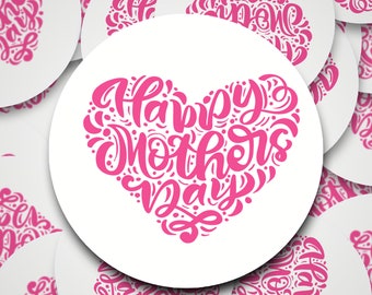 20 Mothers day Hearts,  Happy Mothers day Stickers, Mothers day stickers, Mothering Sunday gift labels, mummy stickers, mum