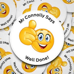 Emoji well done Personalised teacher stickers, praise stickers, reward, School Stickers, New Teacher Gift, Teacher Gift