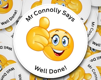 Emoji well done Personalised teacher stickers, praise stickers, reward, School Stickers, New Teacher Gift, Teacher Gift