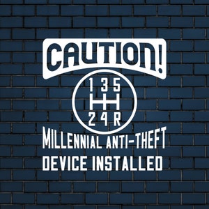 Caution millennial anti-theft device installed car sticker decal | funny car sticker | bright car decal | 17 Colour Options