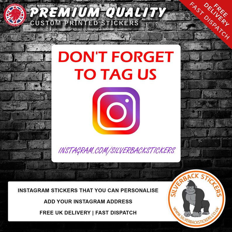 Personalised Instagram Stickers Tag Us on Instagram Stickers - Etsy UK