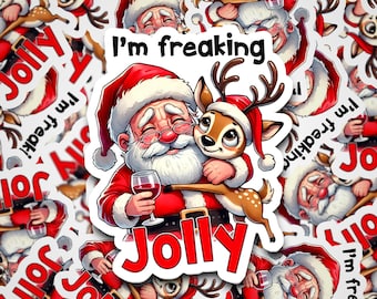 Sono degli adesivi natalizi "I'm freaking Jolly Bad Santa" - Adesivi postali - Adesivi regalo
