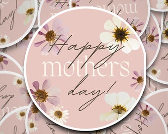 20 Happy Mothers day Stickers, Muttertagsaufkleber mit Blumen, Muttertag Geschenketiketten, Mama Geschenkverpackung, florale Mama Sticker