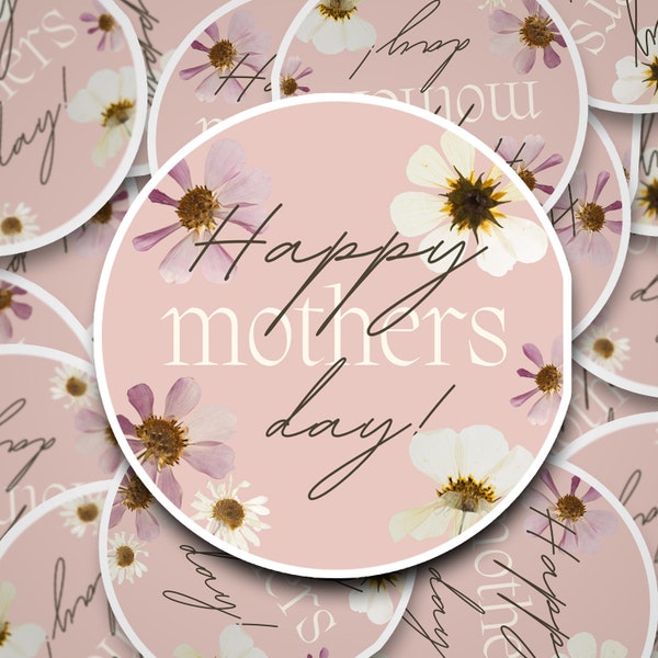 20 Happy Mothers day Stickers, Mothers day stickers with flowers, Mothering Sunday gift labels, mummy gift packaging, flowery mum stickers