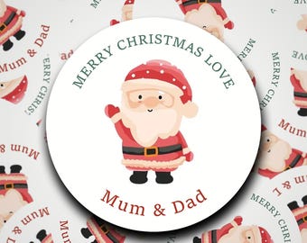 Adesivi natalizi personalizzati con Babbo Natale / Etichette regalo ad acquerello