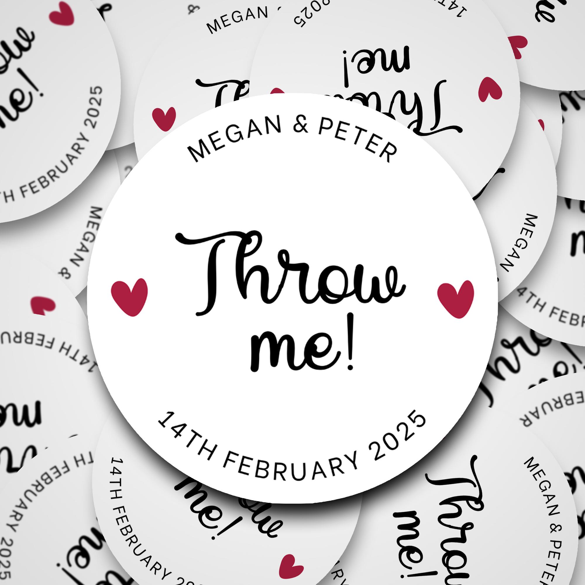 Personalised Throw Me Wedding Stickers, Confetti Stickers, Wedding ...