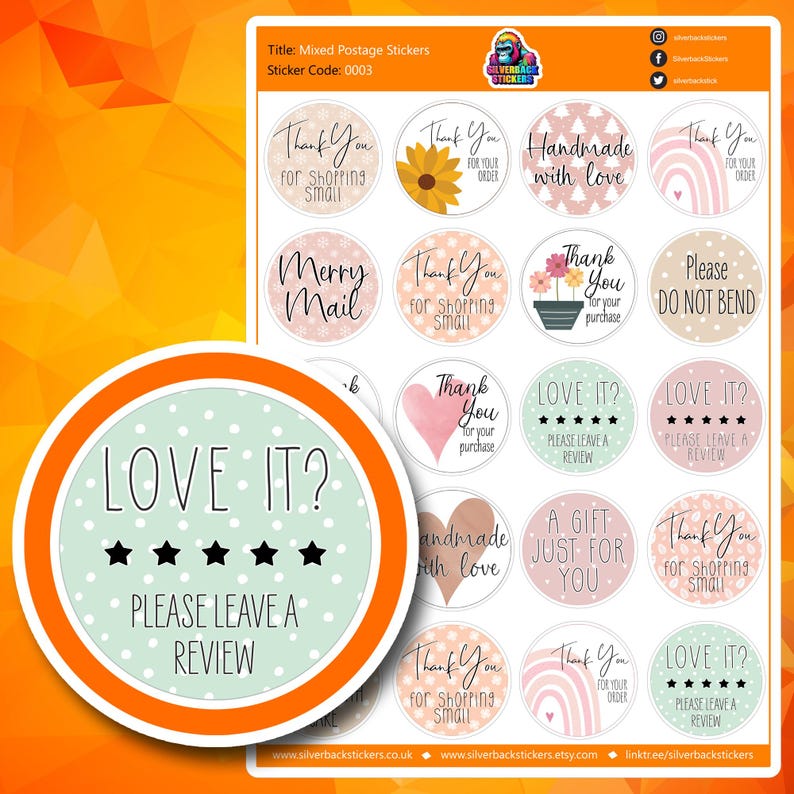 Mixed Post and Packaging Stickers for Small Business Multi-sticker ...
