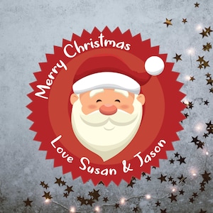 Gepersonaliseerde kerststickers |  Stickers kerstman | Kerststickers | Stickers kerstcadeaus | Kerstkaartstickers