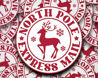 North Pole Express Mail Christmas Stickers - Decorative Christmas Stickers - Postage stickers - packaging stickers