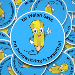 Personalised teacher handwriting reward stickers, praise stickers, school stickers, vinyl stickers, sticker sheets, teacher gift