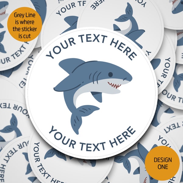 Shark birthday stickers | 4 shark sticker designs that can be personalised | shark stickers | shark party stickers | Personalised Stickers