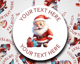 Adesivi natalizi personalizzati con design bianco di Babbo Natale: rallegrate i vostri regali di Natale con questi meravigliosi adesivi raffiguranti Babbo Natale