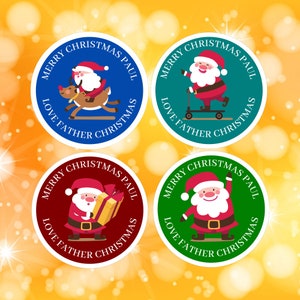 Christmas Stickers | Santa Design | personalise with your own text | Christmas Stickers | Christmas gift Stickers. 4 Santa Claus