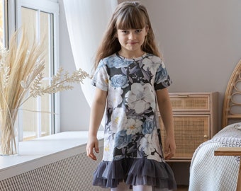 Vestido de peonía con tul suave, vestido bonito, con volantes y cómodo para niño pequeño