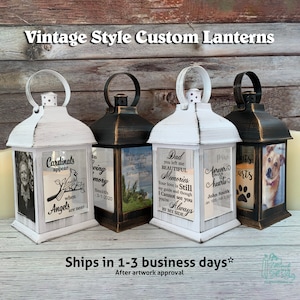 Vintage Style Memorial Lantern with LED Candle, Antique Lantern, Sympathy Gift, Pet Memorial Gift, Wedding Gift, Graduation, Father&#39;s Day