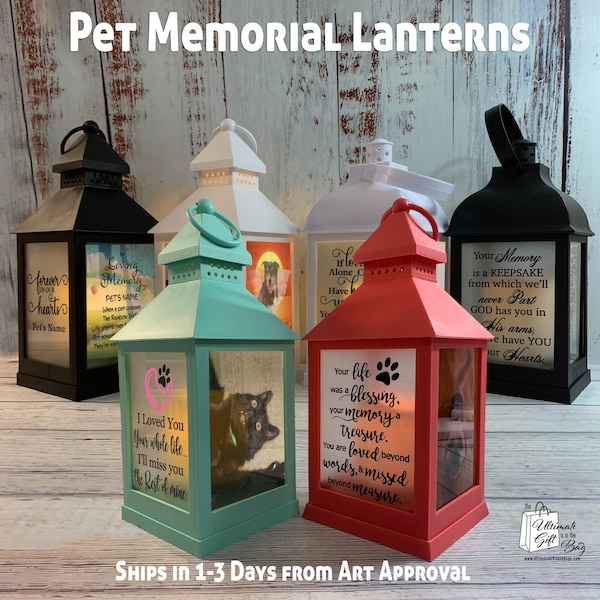 Pet Memorial Lantern with LED Candle, Dog Memorial, Cat Memorial, Loss of Pet sympathy gift Bereavement gift for loss of pet Condolence Gift