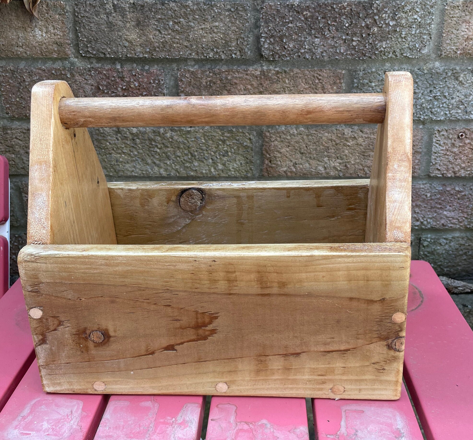 Wood Tool Box Handmade Rustic Wooden Box / Tray / Garden Trug Reclaimed  Wood Vintage Style 