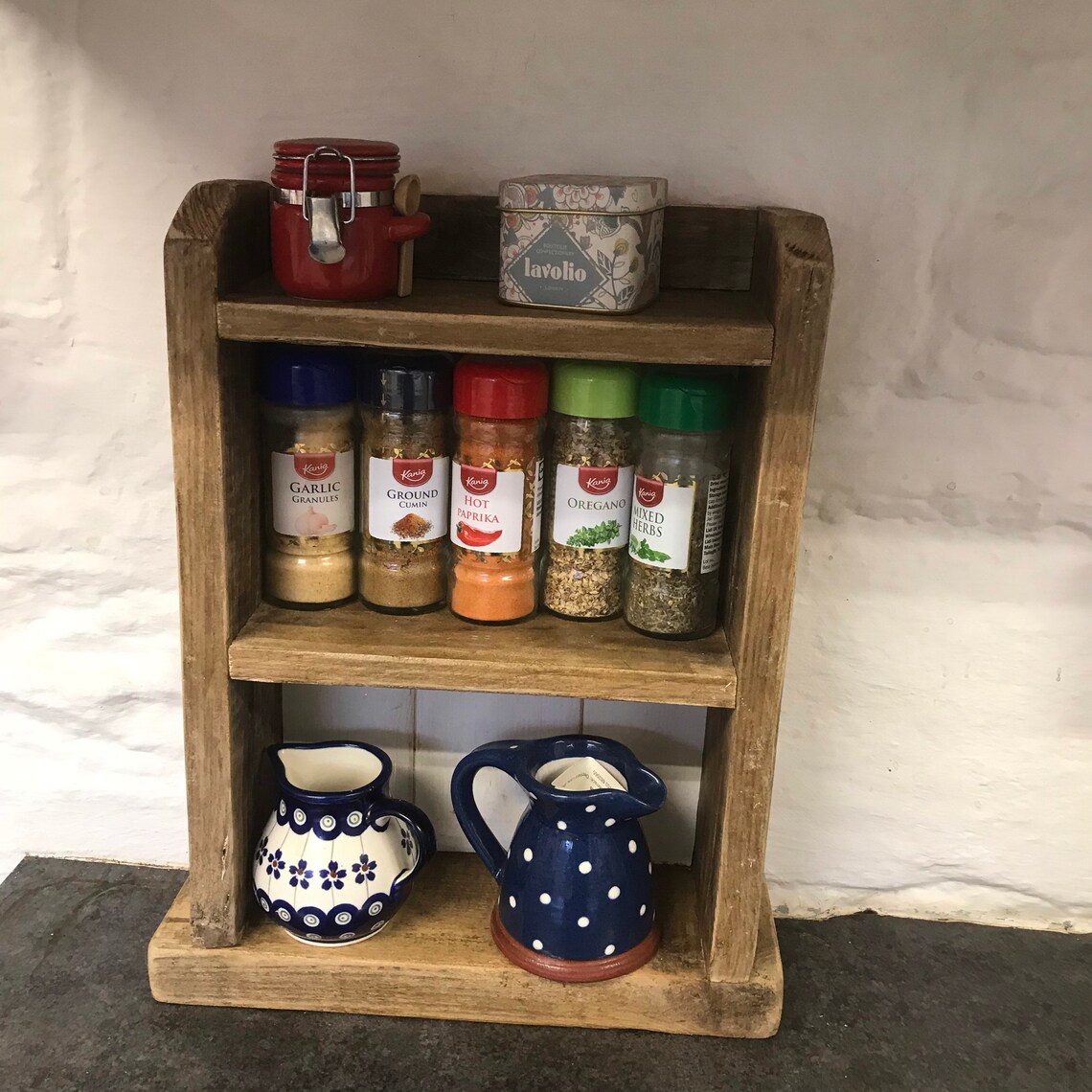 Wooden Spice Rack countertop Handmade From Reclaimed Wood Etsy