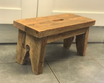 Reclaimed Wood Step Stool  - Handmade from Reclaimed Wood - Rustic Farmhouse Style Bench - Kitchen or Bathroom  Stools -