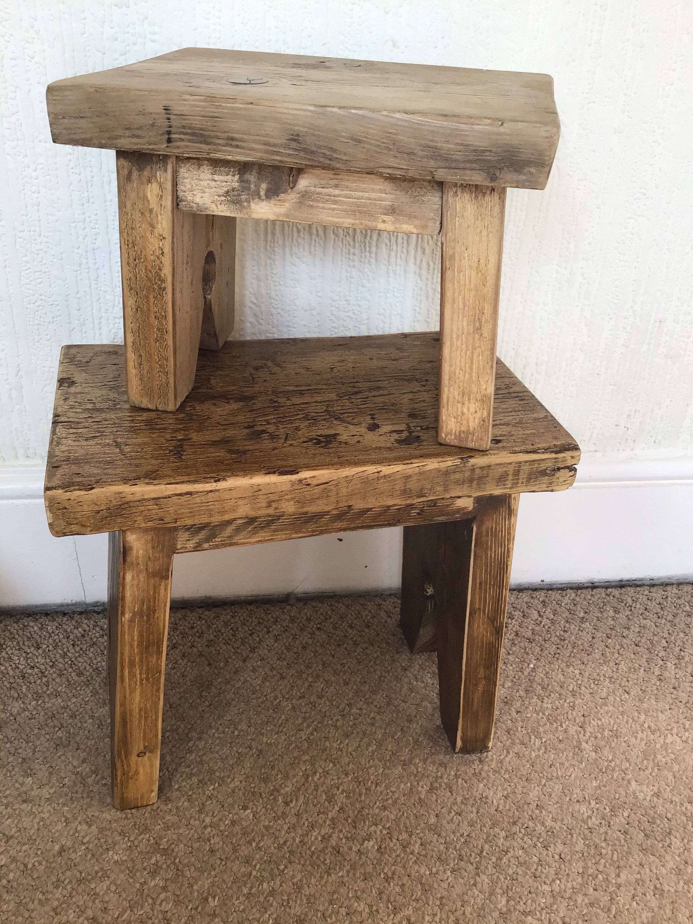 Wooden Stool - Rustic Farmhouse Style Stools - Handmade From Chunky ...