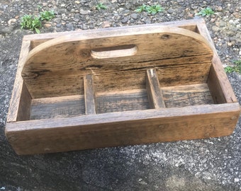 Handmade Wooden Toolbox Reclaimed Wood : Rustic Farmhouse Style Carry Tray